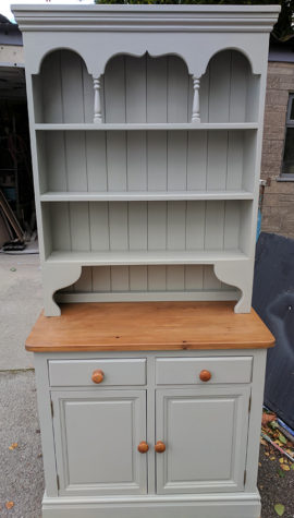 Rustic Kitchen Dresser (Grey & Waxed Wood)